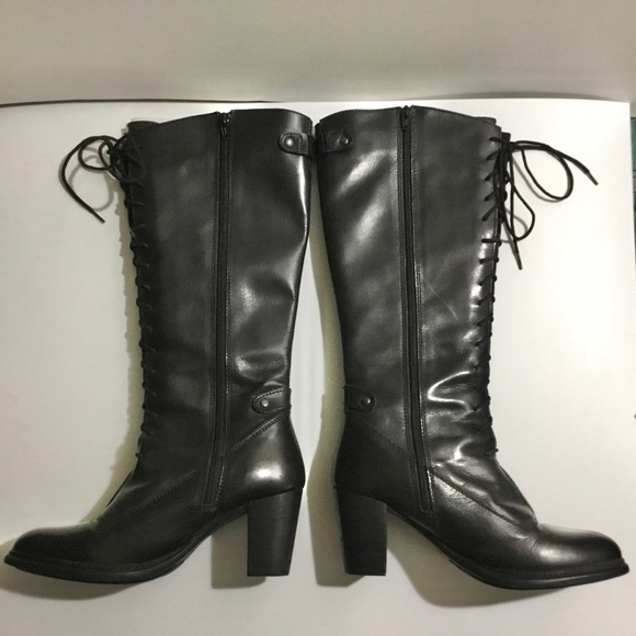 St. Emile leather knee high lace up zip boots - Picture 2 of 16